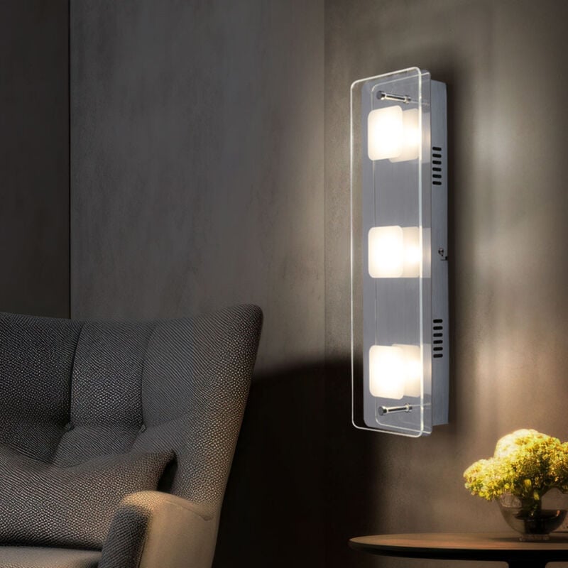 foto del prodotto lampada da parete design a led faretto in vetro da lavoro illuminazione per soggiorno lampada cromata globo 49203 3