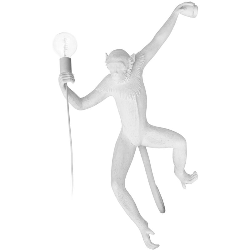 foto del prodotto lampada da parete design scimmia resina bianco