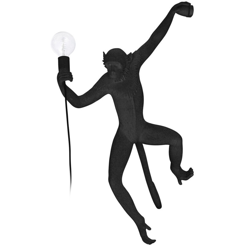 foto del prodotto lampada da parete design scimmia resina nero