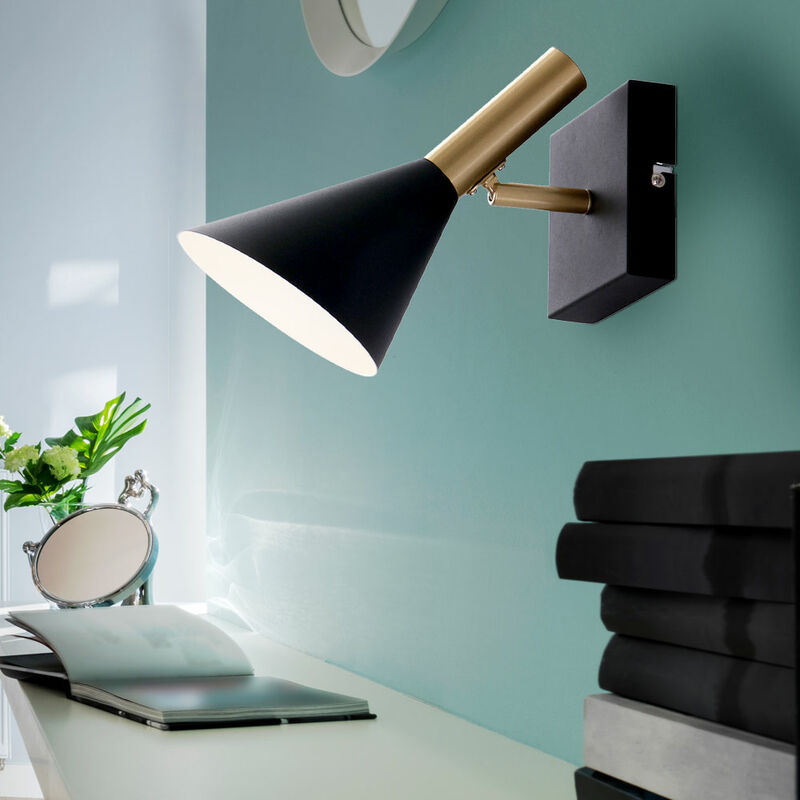 foto del prodotto lampada da parete di design oro nero spot faretto soggiorno sala da pranzo illuminazione lampada da lettura orientabile