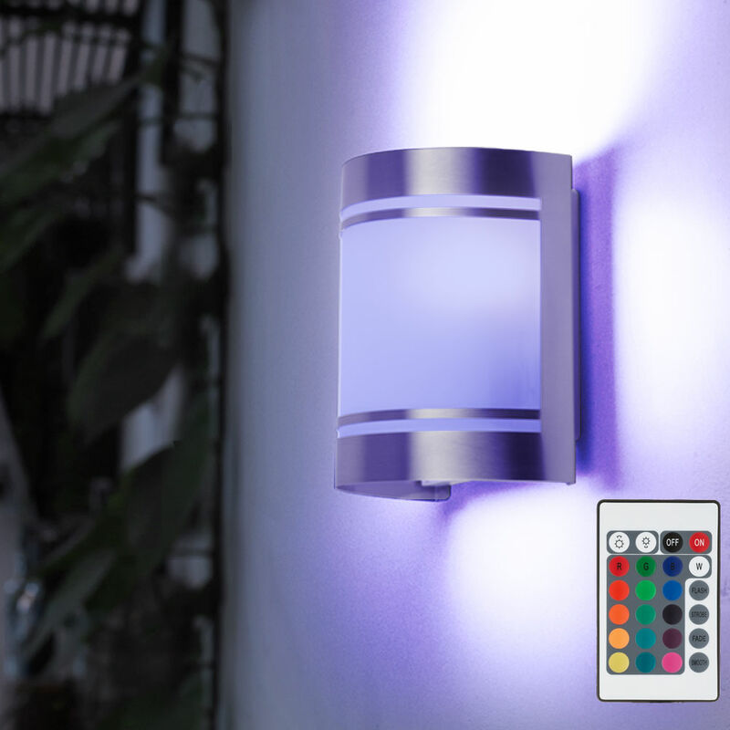 foto del prodotto lampada da parete dimmerabile con telecomando applique per facciate applique per esterni lampada da giardino led in acciaio inossidabile argento,