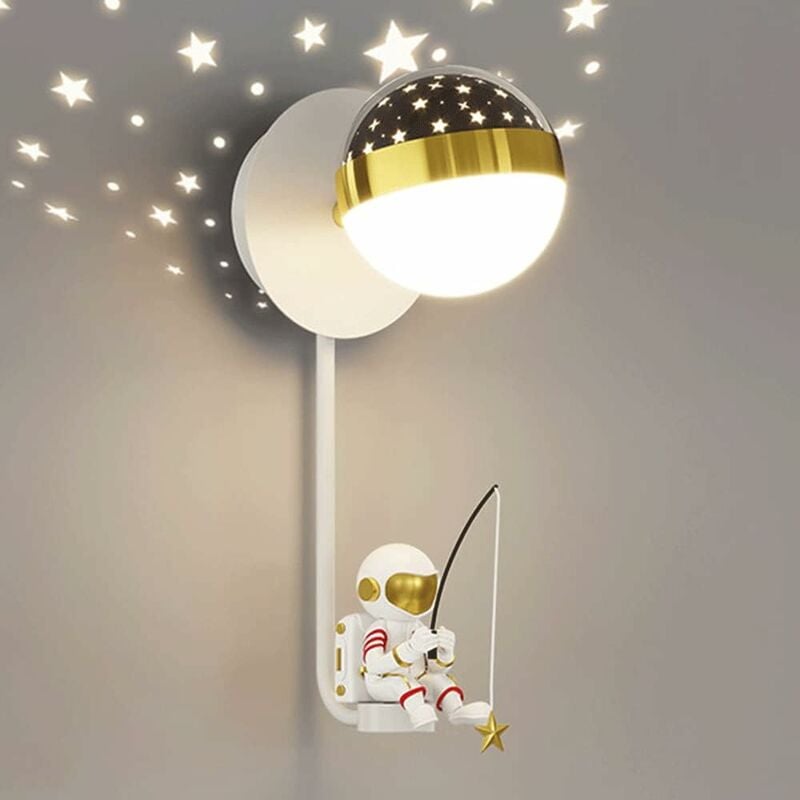 foto del prodotto lampada da parete dimmerabile per cameretta dei bambini, lampada da parete con statua dell astronauta, decorazioni artistiche, illuminazione moderna,