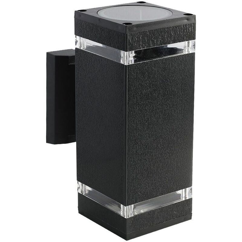 foto del prodotto lampada da parete doppia con portalampada 2xe27 doppio fascio luminoso quadrata ip44 93574 v tac