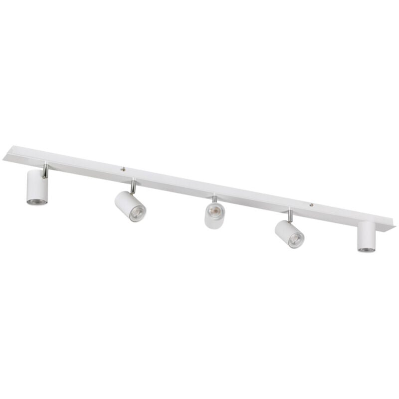 foto del prodotto lampada da parete e da soffitto bianca 5 spot regolabili alluminio 123 cm