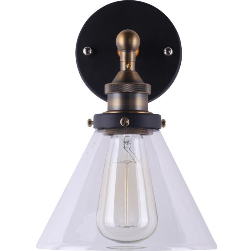 foto del prodotto lampada da parete edison con paralume in cristallo acciaio di carbonio bronzo