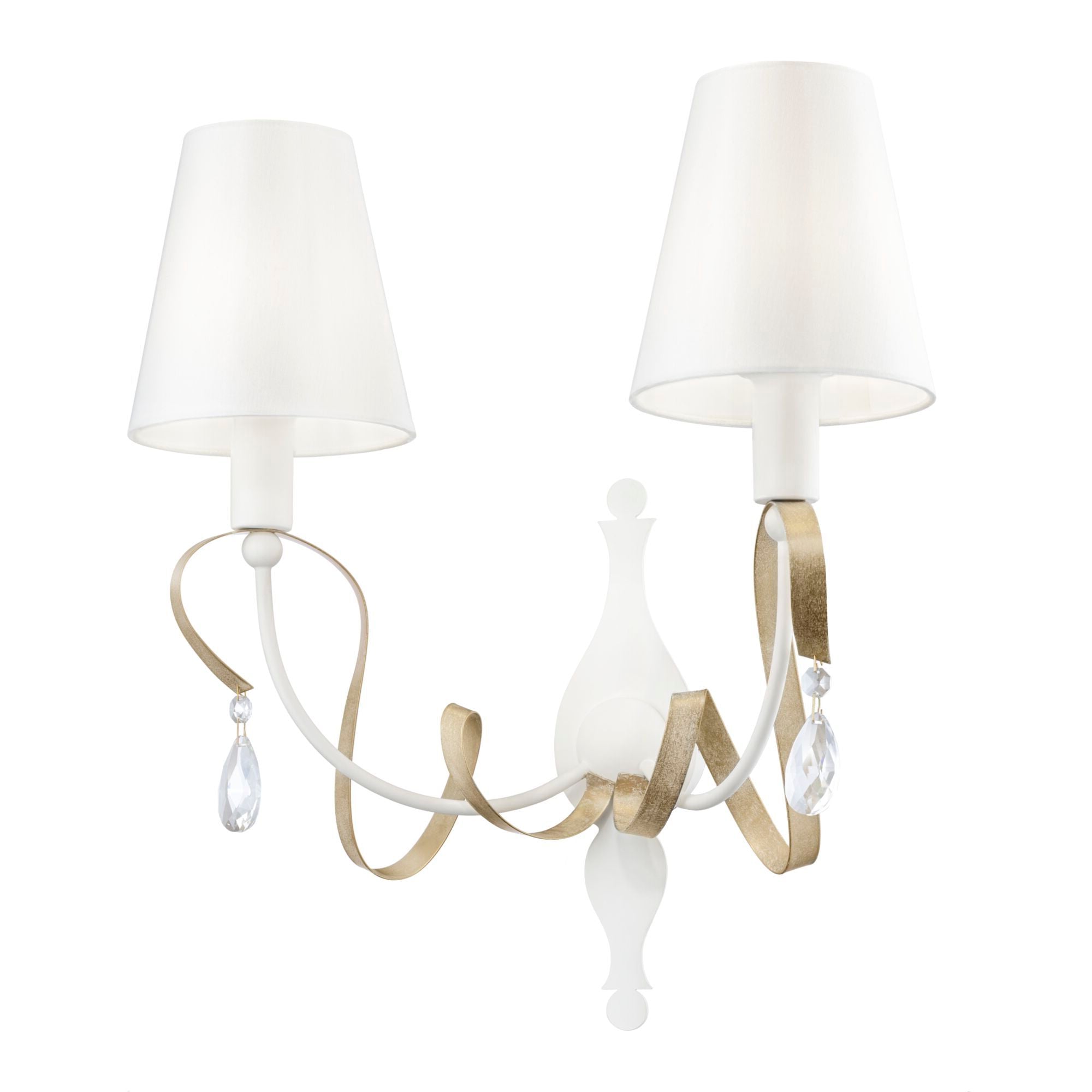 foto del prodotto lampada da parete elegant in metallo intreccio bianco con oro