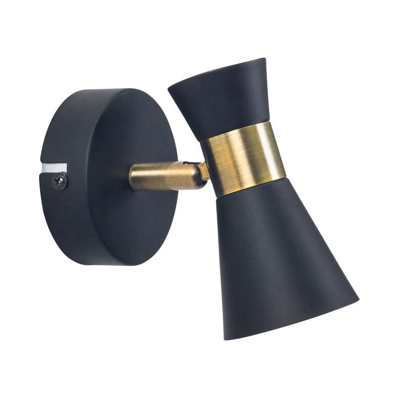 foto del prodotto lampada da parete eufo nera con finitura oro per lampadina gu10