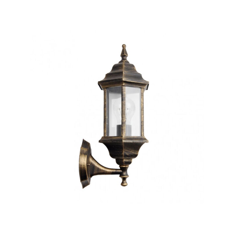 foto del prodotto lampada da parete ext.alluminio pollux peq.1xe27 nero oro ip44 42x16x20 cm