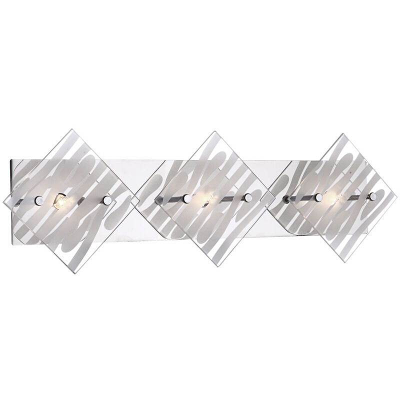 foto del prodotto lampada da parete faretto da parete cromato faretto in vetro trasparente, linee decorative bianche, 3 fiamme, 3x g9, h 7,8 cm