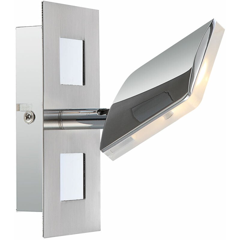foto del prodotto lampada da parete faretto da parete faretto da parete faretto corridoio, spot mobile, nichel satinato, led 6w 380lm bianco caldo, lxl 15x7 cm