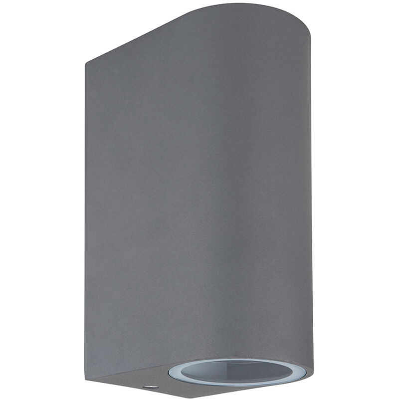 foto del prodotto lampada da parete faretto da parete up down gu10 lampada da parete da esterno antracite, ip44 antispruzzo 2 fiamme, vetro trasparente, 2x prese