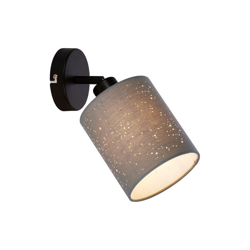 foto del prodotto lampada da parete faretto decorativo a forma di stella 1xe27 25w grigio nero metallo tessuto briloner