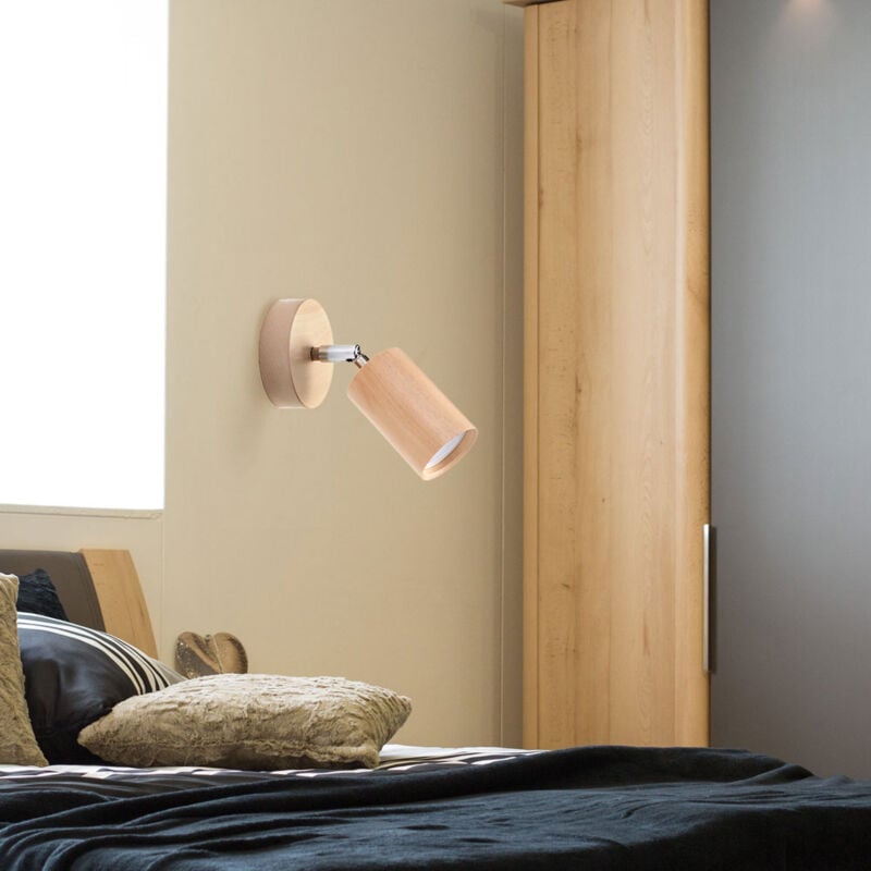 foto del prodotto lampada da parete faretto illuminazione soggiorno con faretto mobile, marrone naturale, 1x gu10, h 15 cm, sala da pranzo