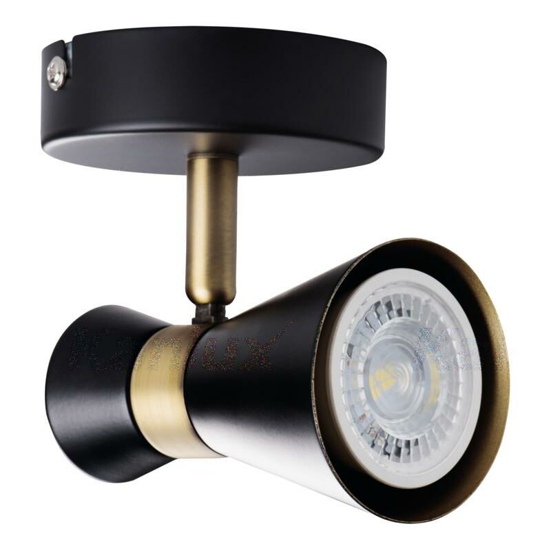 foto del prodotto lampada da parete faretto mileno orientabile nero-oro gu10 1 luce