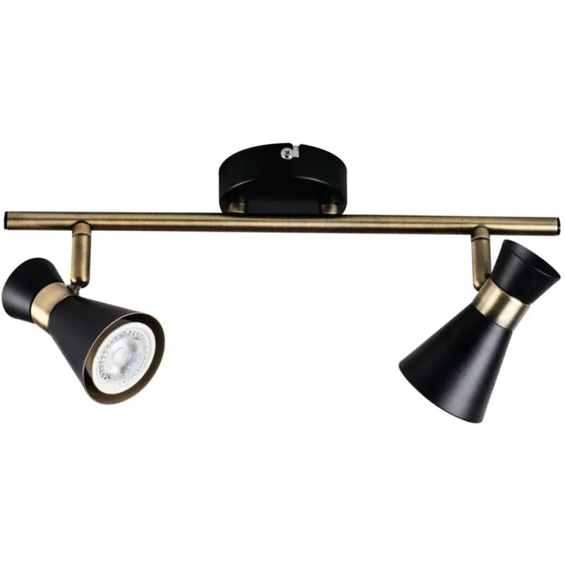 foto del prodotto lampada da parete faretto mileno orientabile nero-oro gu10 2 luci