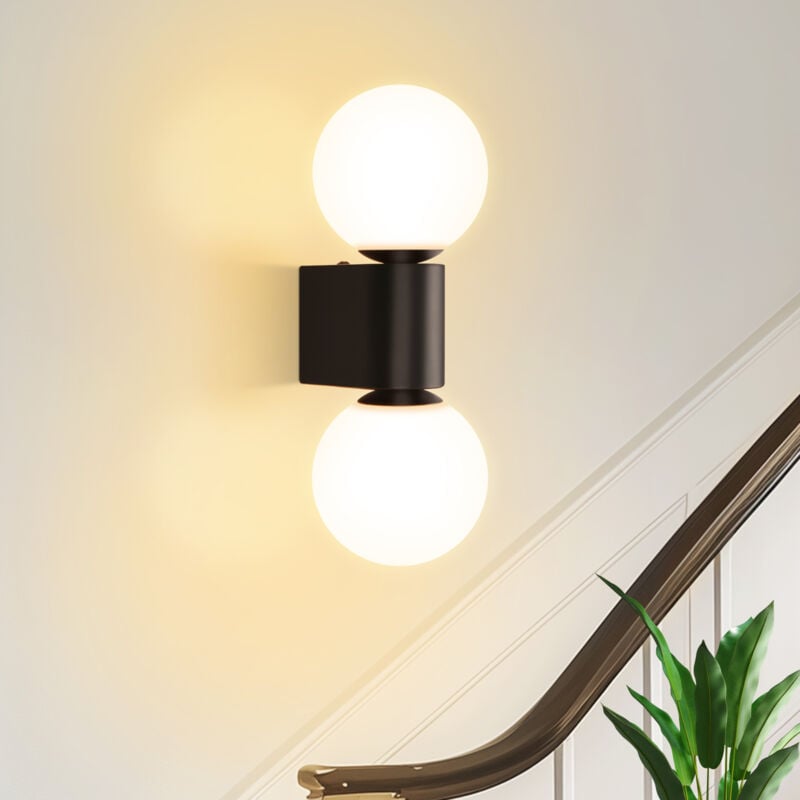 foto del prodotto lampada da parete gbly interno moderno illuminazione da parete in vetro bianco nero faretto a muro 2 lampadine max 25w g9 faretti a muro per camera