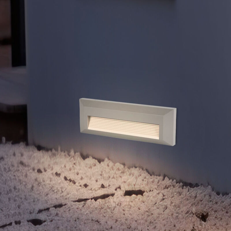 foto del prodotto lampada da parete grigia per esterni luce scala lampada moderna, lampada led da officina rettangolo opaco ip65, led 3w 110lm 4000k, lxlxa 23x2,8x8 cm