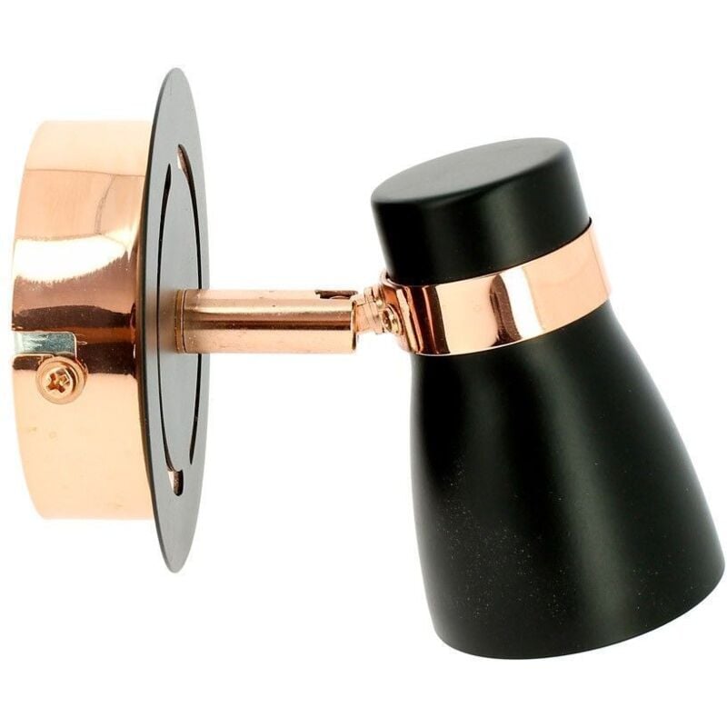 foto del prodotto lampada da parete hampton 1 spot gu10 nero opaco oro rosa