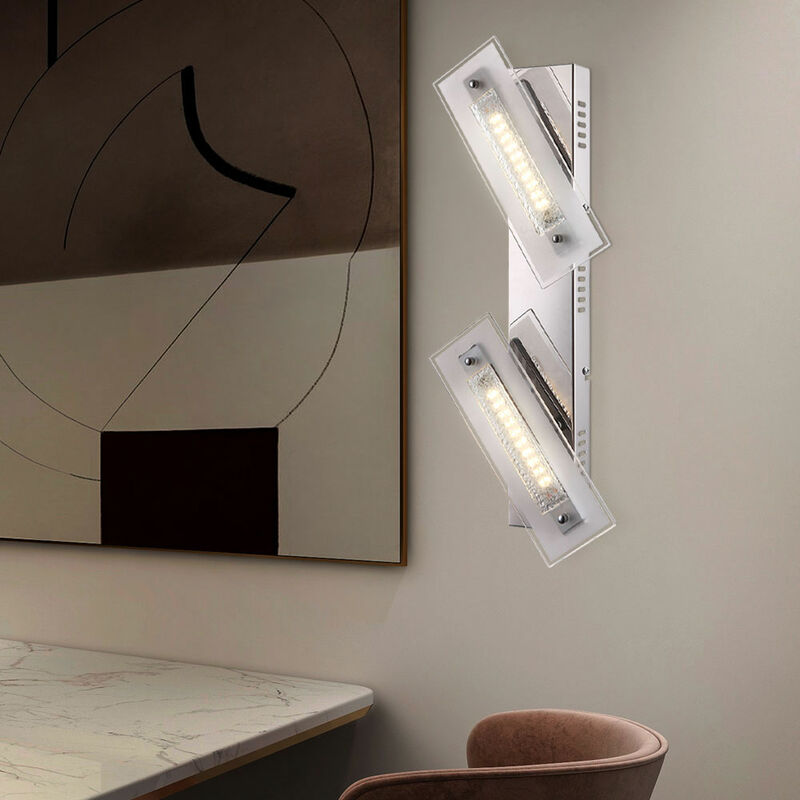 foto del prodotto lampada da parete in cristallo lampada da parete a led a 2 luci in vetro satinato, 1x led 3000k, lxlxp 49x8x11,5 cm