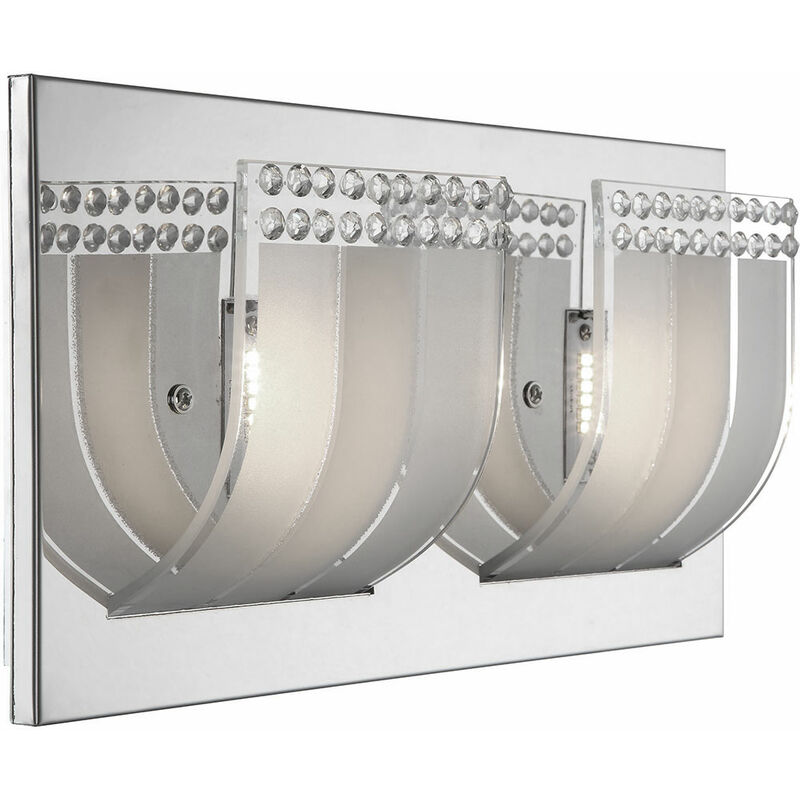 foto del prodotto lampada da parete in cristallo lampada da parete lampada da camera lampada in cristallo vetro, finitura satinata trasparente, 2x led 3w 300lm bianco