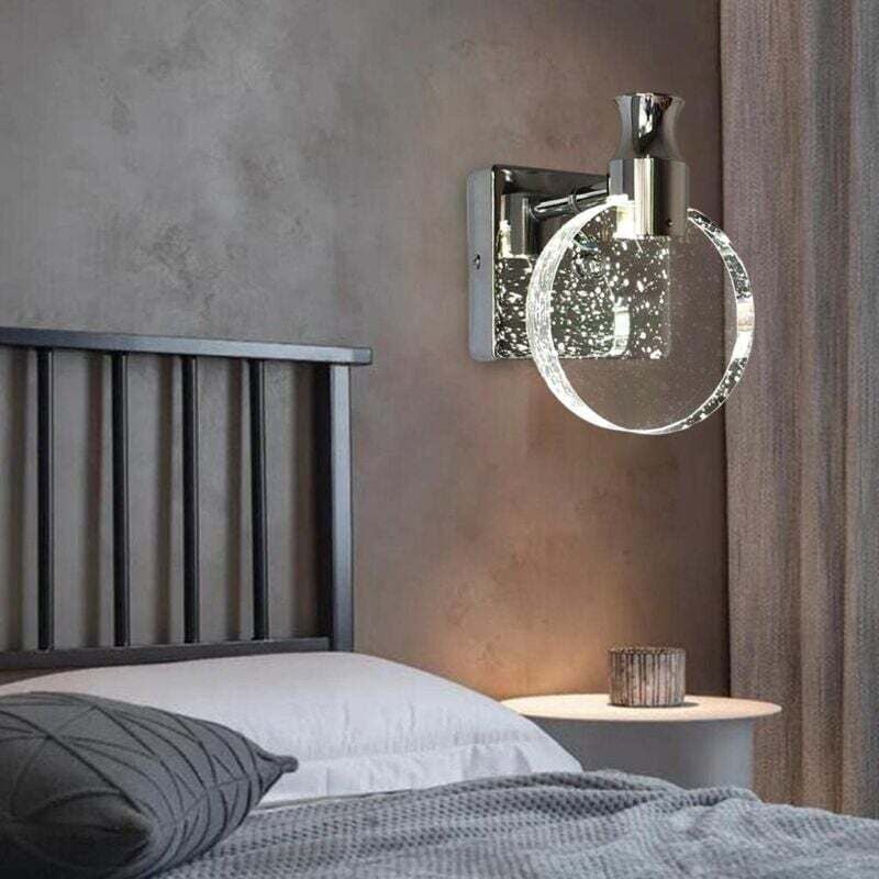 foto del prodotto lampada da parete in cristallo semplice e creativa in stile nordico per camera da letto, comodino, soggiorno, bagno, comò, corridoio argento,