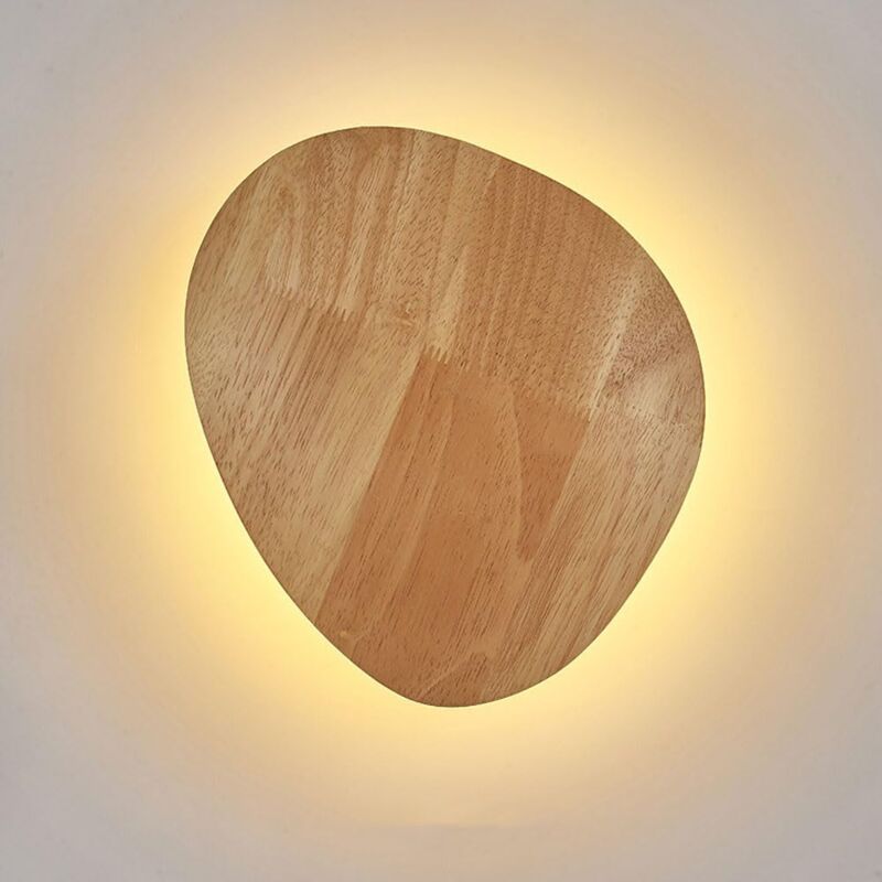 foto del prodotto lampada da parete in legno lampada da parete ovale a led lampada da parete geometrica nordica, lampade da parete sul comodino bianco caldo 3000k