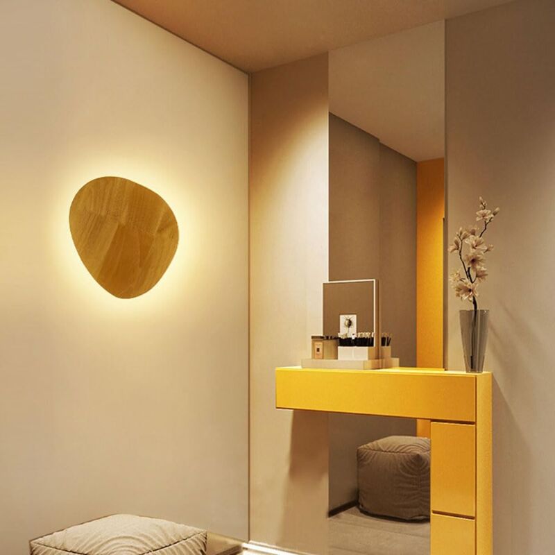 foto del prodotto lampada da parete in legno lampada da parete ovale a led lampada da parete geometrica nordica, lampade da parete sul comodino bianco caldo 3000k