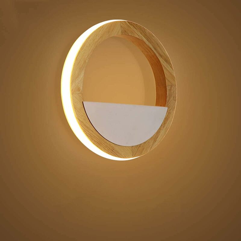 foto del prodotto lampada da parete in legno per bambini, lampada da parete a led rotonda da 15 w per interni in legno per la decorazione della scala del corridoio del