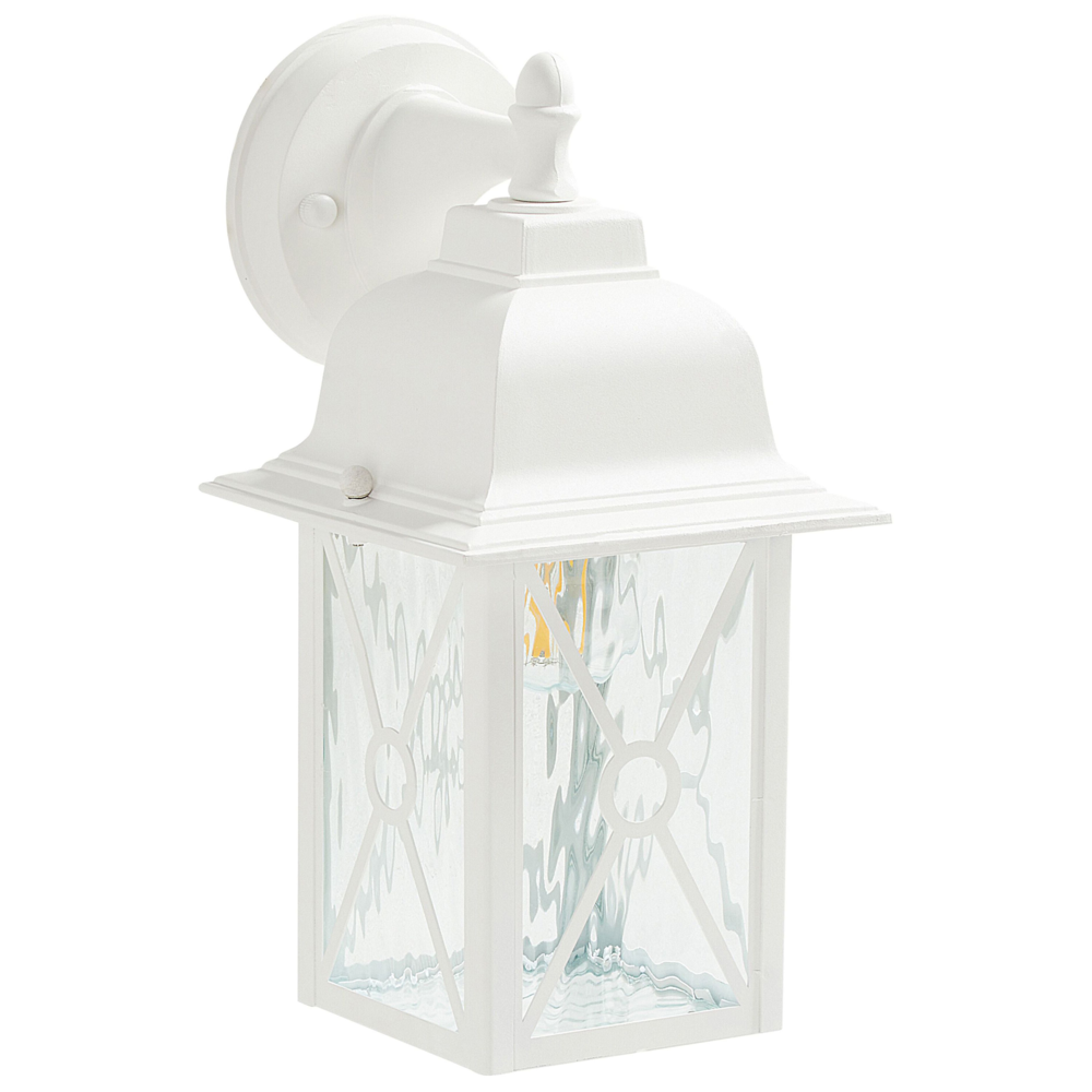 foto del prodotto lampada da parete in metallo bianco 30 cm tradizionale lanterna da parete per esterni e giardino