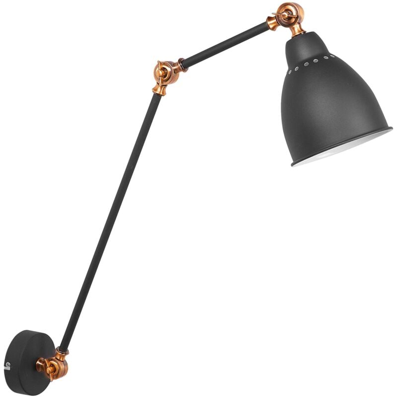 foto del prodotto lampada da parete in metallo nero e rame mississippi l