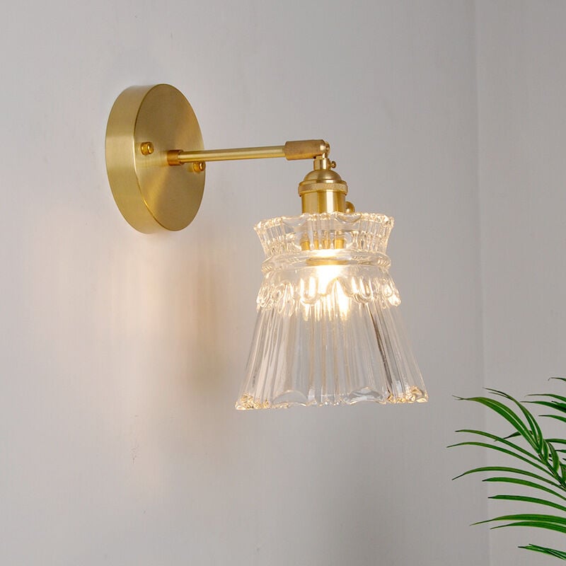 foto del prodotto lampada da parete in ottone e vetro moderna nordica, minimalista, creativa, soggiorno, sala da pranzo, camera da letto, corridoio, lampada