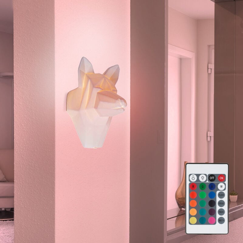 immagine 0 del prodotto lampada da parete in porcellana telecomando applique cane asilo nido luce bianca dimmerabile, rgb led 4,8w 470lm bianco caldo, lxlxh 22x18x30 cm