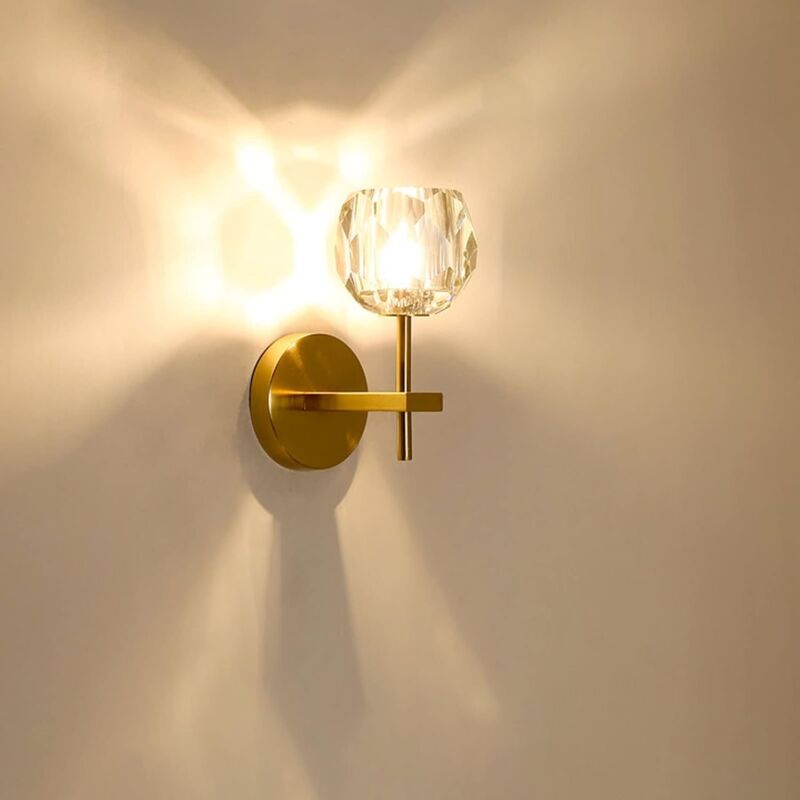 foto del prodotto lampada da parete in vetro oro nordamericano, metallo, adatta per camera da letto, corridoio, bar, caffetteria, lampada da comodino