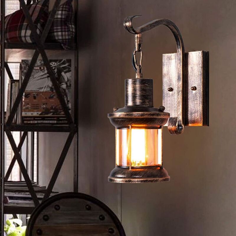 foto del prodotto lampada da parete industriale antica retr per esterni, da giardino e da veranda bronzo 