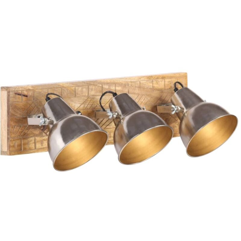 foto del prodotto lampada da parete industriale argento 70x23 cm e27 legno mango vidaxl