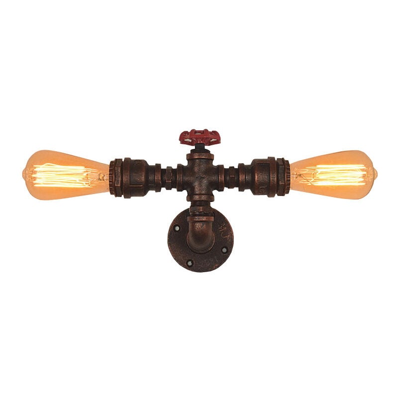 foto del prodotto lampada da parete industriale steampunk applique da parete metallo tubo barra caff bagno corridoio 2 luci bronzo 