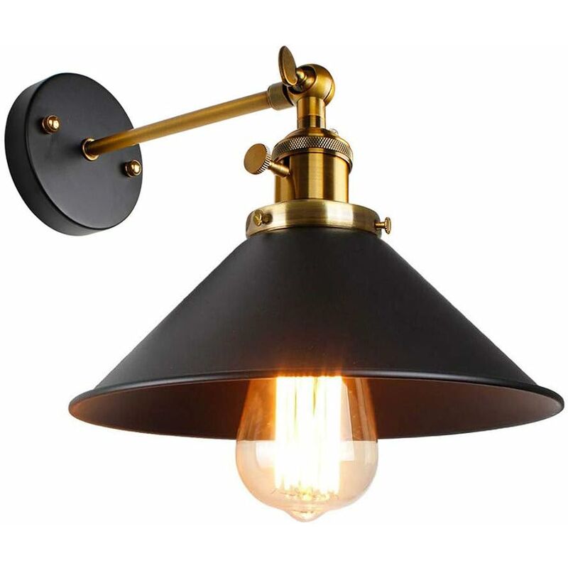 foto del prodotto lampada da parete industriale vintage regolabile, lampada da soffitto industriale da parete in metallo nero, lampada da parete per interni retr per