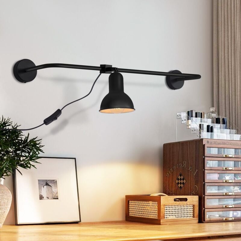 foto del prodotto lampada da parete interna industriale con presa e interruttore illuminazione lampada da comodino, e27 metallo decorazione retr , soggiorno, camera da