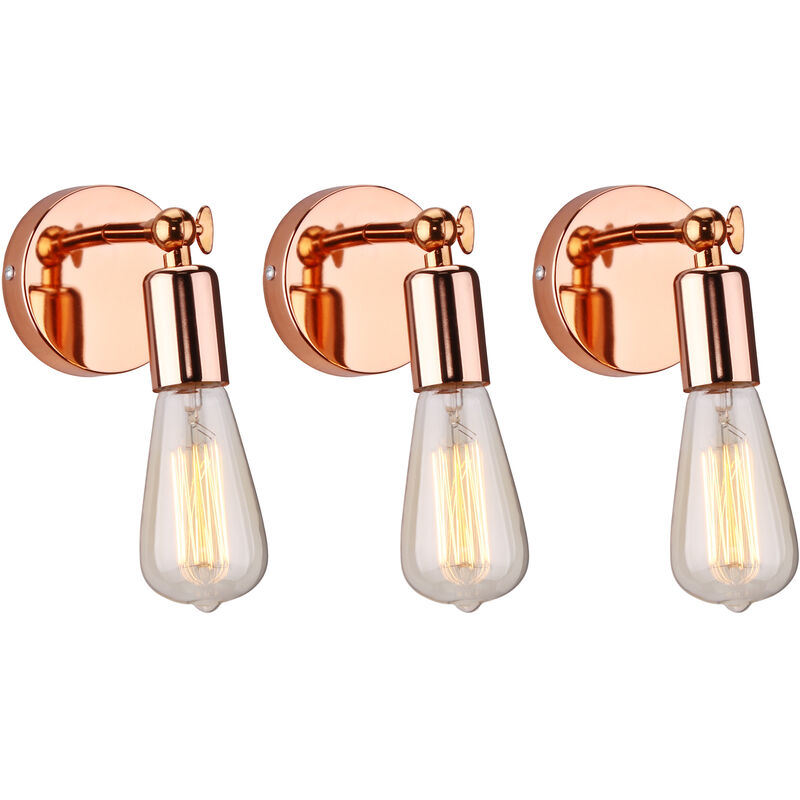 foto del prodotto lampada da parete interni, applique in metallo regolabile 180°, illuminazione da parete per soggiorno camera da letto corridoio (3x oro rosa)