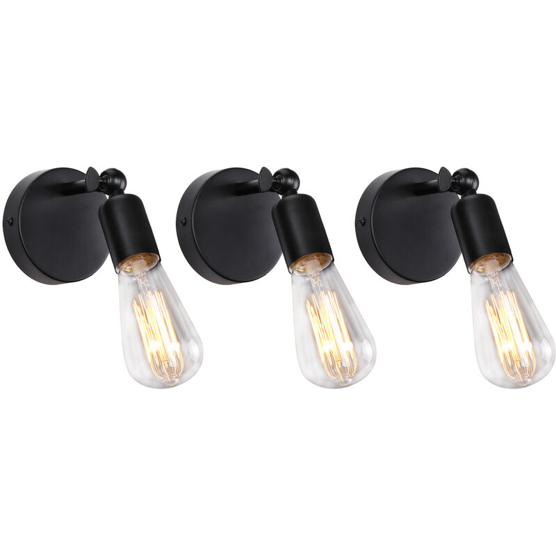 foto del prodotto lampada da parete interni, applique in metallo regolabile 180 , illuminazione da parete per soggiorno camera da letto corridoio nero 3 pezzi