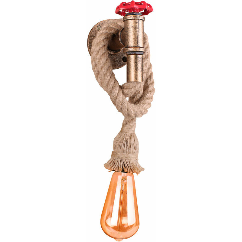 foto del prodotto lampada da parete interni, industriale stile applique in corda di canapa, creativo illuminazione da parete tubo d acqua per soggiorno camera da letto