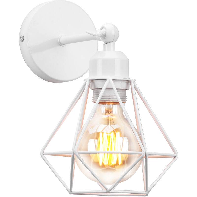 foto del prodotto lampada da parete interni, industriale stile applique in metallo, illuminazione da parete gabbia diamante regolabile 180 per soggiorno camera da