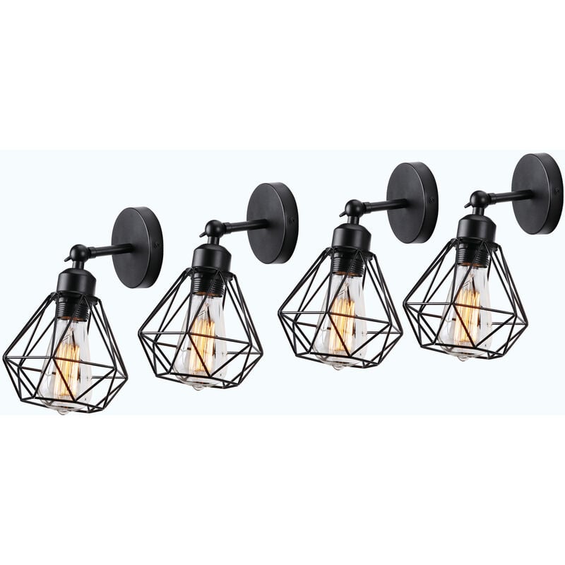 foto del prodotto lampada da parete interni, industriale stile applique in metallo, illuminazione da parete gabbia diamante regolabile 180 per soggiorno camera da
