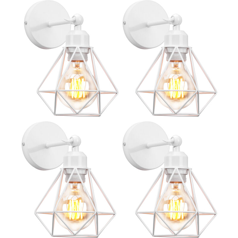 foto del prodotto lampada da parete interni, industriale stile applique in metallo, illuminazione da parete gabbia diamante regolabile 180 per soggiorno camera da