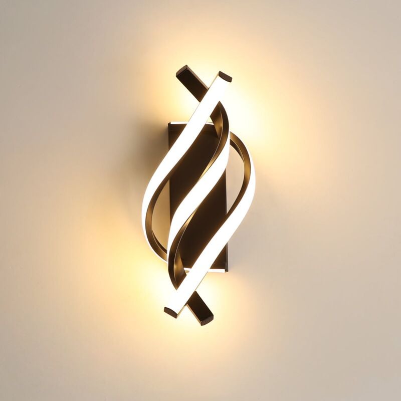 foto del prodotto lampada da parete interno, led applique da parete moderno 18w 1620 lumen, appliques camera da letto design curvo 3000k luce bianca calda, nero goeco