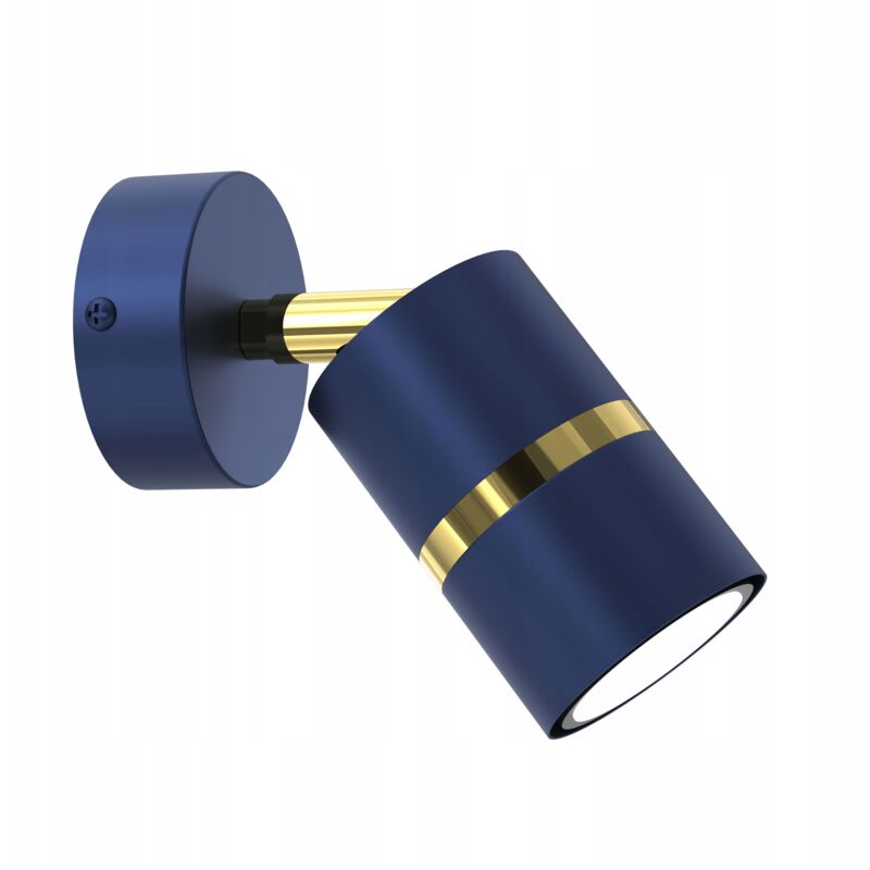 foto del prodotto lampada da parete jokeys blu navy oro gu10, tubo orientabile