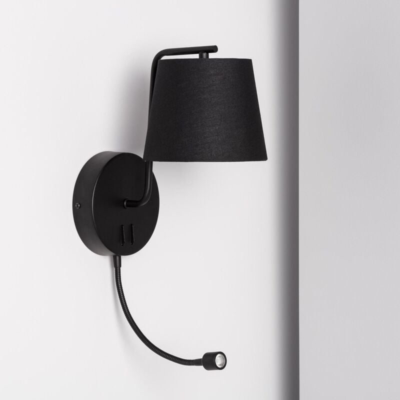 foto del prodotto lampada da parete kuomba con flexo led da lettura nero