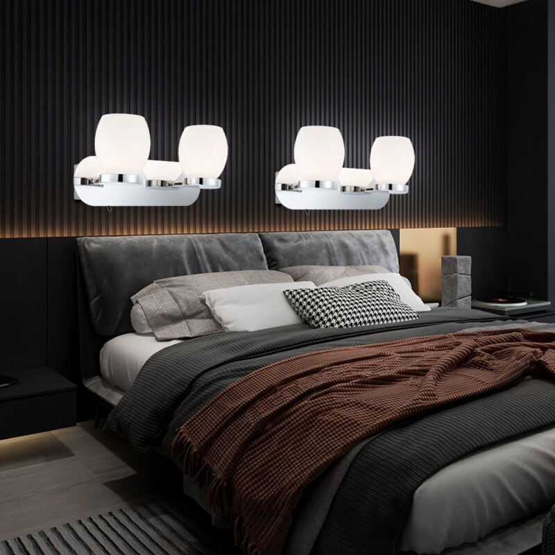 foto del prodotto lampada da parete, lampada da bagno, lampada da soggiorno, lampada da corridoio, lampada da sala da pranzo, metallo vetro argento, 2 lampadine, led