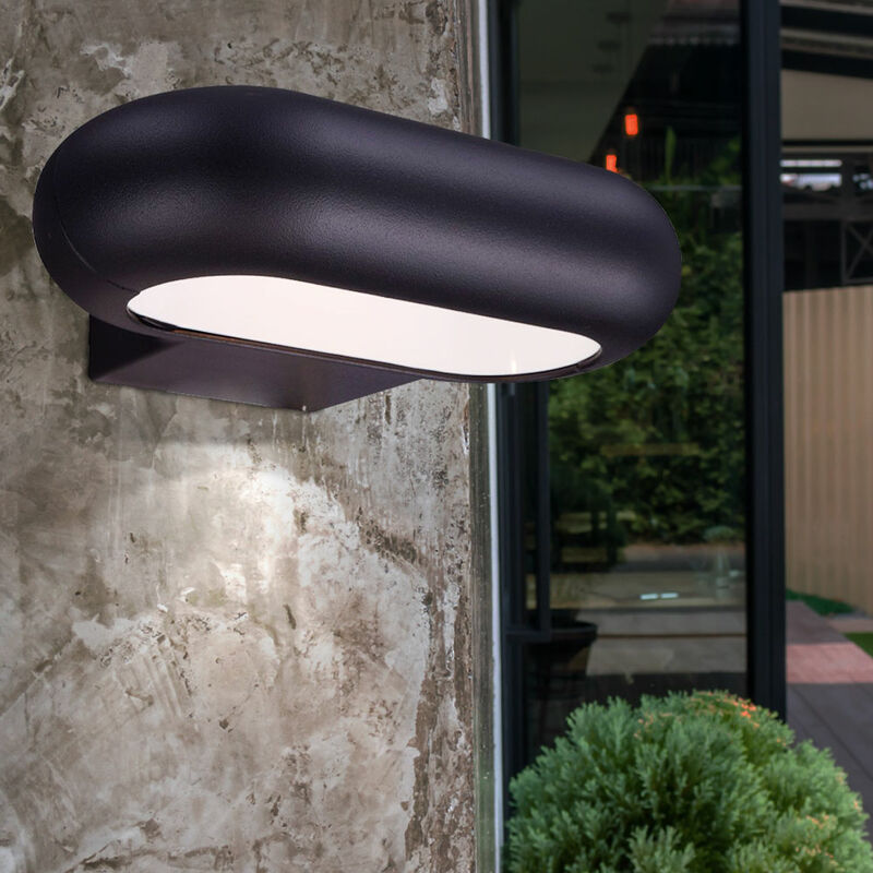 foto del prodotto lampada da parete, lampada da esterno, lampada per facciate, luce led per porta d ingresso che brilla verso il basso, grigio alluminio, lxa 22x5,6 cm