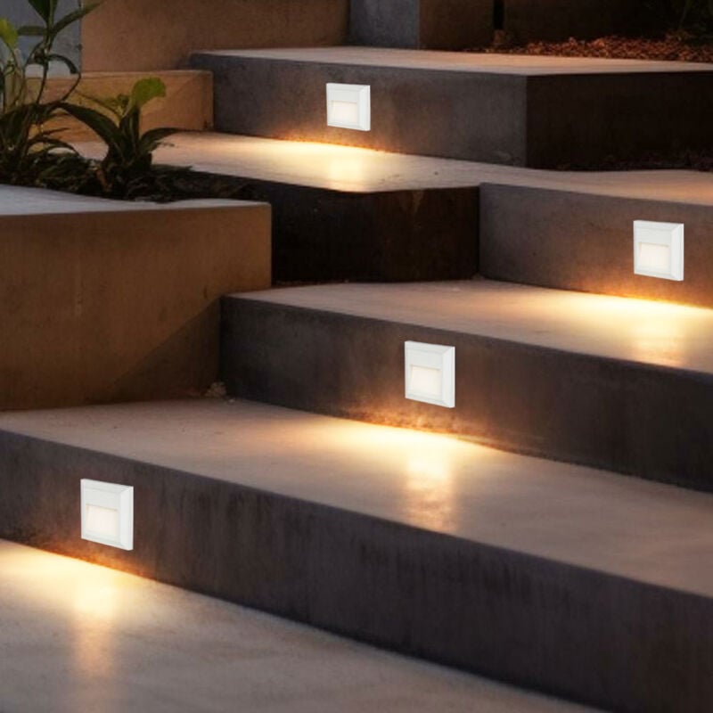 foto del prodotto lampada da parete lampada da esterno lampada per scale lampada da gradino a led bianca per patio, plastica, 2w 60lm bianco caldo, lxa 12,4x12,4 cm,